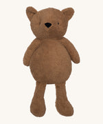 Wooly Organic soft teddy bear in caramel brown available at Babipur. A soft cotton brown teddy bear with cute facial features