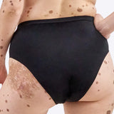 The back of the WUKA Stretch Cotton Midi Brief Period Pants Black 