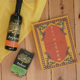 Zaytouon Fairtrade Almonds from Palestine with extra virgin olive oil and a Bethlehem cookbook by Fadi Kattan.