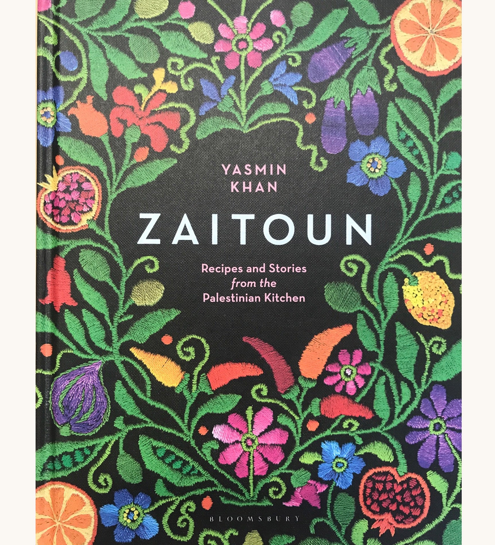 Book cover of 'Zaitoun' by Yasmin Khan with colorful floral and fruit design.