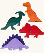 All Alphabet Jigsaws handmade wooden dinosaur figures with magnets for magnet play and fridge. 