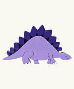 Stegosaurus wooden magnetic dinosaur figure by Alphabet Jigsaws, with hand painted non-toxic purple body.