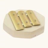 Auris 3 tone glockenspiel with wooden base and brass keys with A, D, E notes