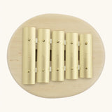 Brass keys from the pentatonic showing G, A, H, D, E notes on the Auris junior glockenspiel.