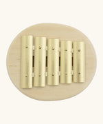 Brass keys from the pentatonic showing G, A, H, D, E notes on the Auris junior glockenspiel.