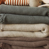 Avery Row Scallop Knit Organic Baby Blanket - Stone