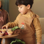 Avery Row Kid's Apron - Woodland Hedgehog. A beautiful light brown cotton canvas apron with a detailed