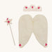 A light Avery row flower fairy dress up set including wings, a crown and a star wand on a cream background.