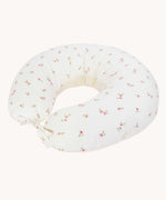 An Avery Row Nursing Pillow with an Anemone design. The The top of the pillow features a white background with a delicate pink anemone flower print. Avery Row have a range of baby and nursery products with stylish designs available at Babipur. 