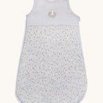 A light blue Avery row baby sleeping bag with a nature trails design on the front.