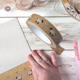 Babipur sheep and daisies print kraft paper tape being used in crafts.