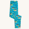 Frugi X Babipur Tobermory Camp Out Libby Printed children's leggings laid out on a white background