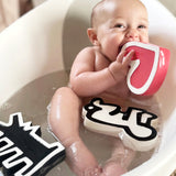 Etta Loves X Keith Haring Natural Rubber Sensory Bath Toys - 3 Pack in 'Baby', 'Barking Dog' and 'Heart' design