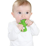 Baby chewing on Lanco Bo The Frog 100% Natural Rubber Teething Toy