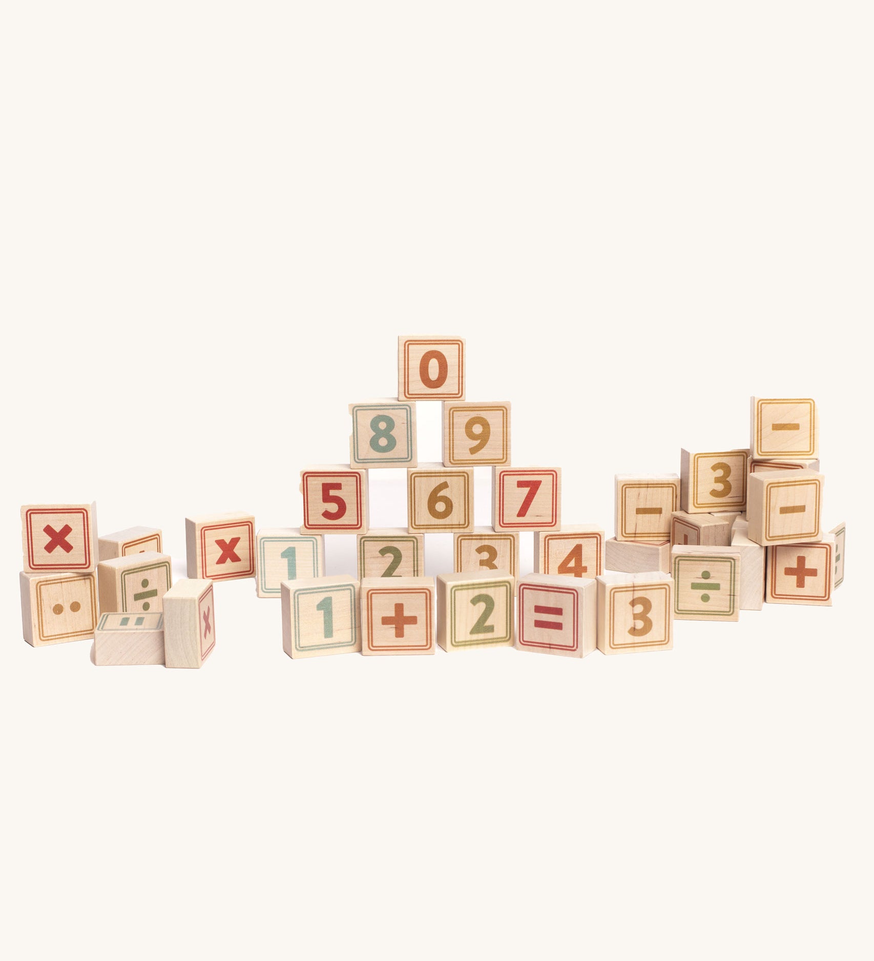Bajo 40 Numbers &amp; Symbols Blocks. A collection of 40 wooden blocks each featuring a number or symbol. These heirloom quality toys by Bajo are part of a wide range of wooden toys available here at Babipur. 