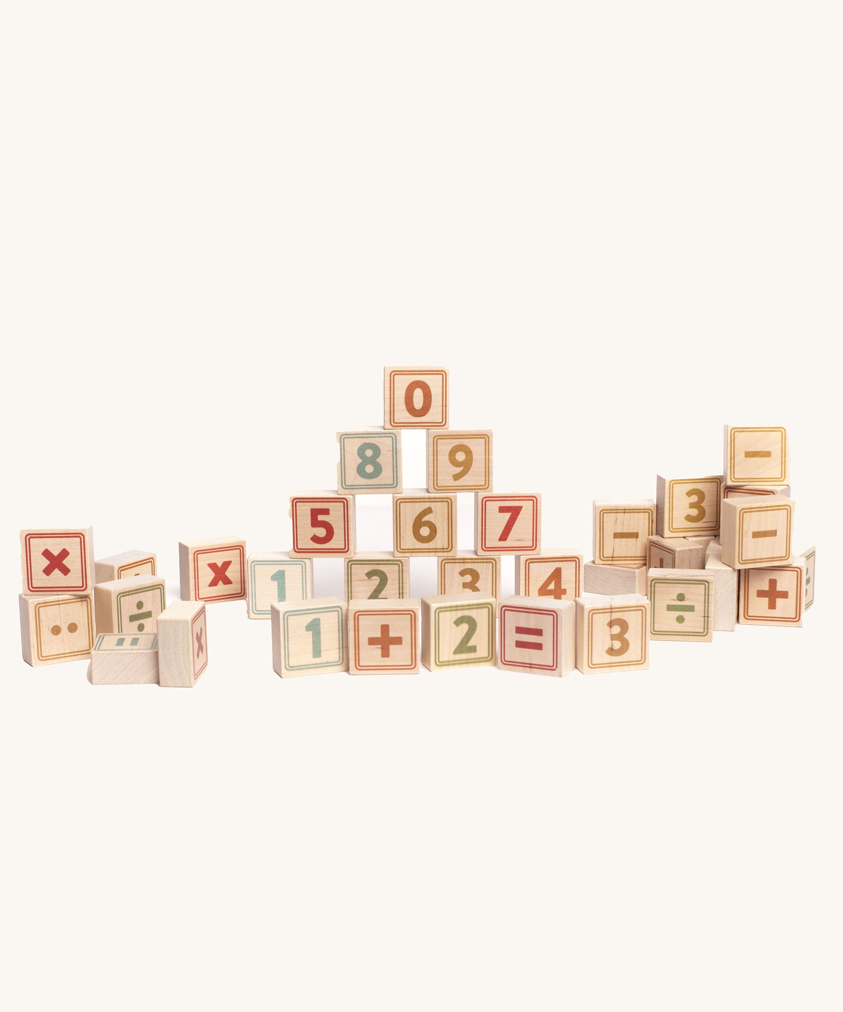 Bajo 40 Numbers &amp; Symbols Blocks. A collection of 40 wooden blocks each featuring a number or symbol. These heirloom quality toys by Bajo are part of a wide range of wooden toys available here at Babipur. 