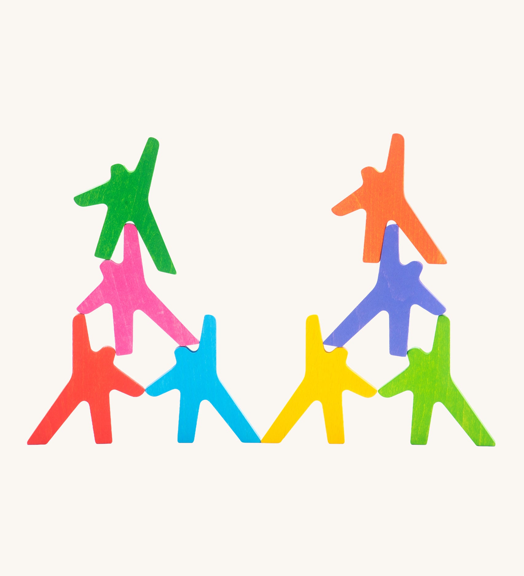 Bajo Acrobats balancing game. A set of 8 coloured wooden acrobat shaped figures. These heirloom quality toys by Bajo are part of a wide range of wooden toys available here at Babipur.