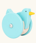 Bajo blue wobbling chicken wooden push along toy. 