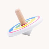 Bajo wooden Colourful Semi Circles Spinning Top toy. 