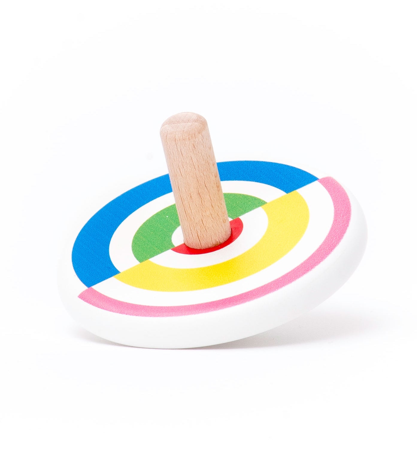 Bajo wooden Colourful Semi Circles Spinning Top toy. These heirloom quality toys by Bajo are part of a wide range of wooden toys available here at Babipur. 