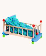 Bajo dolls wooden cot. These heirloom quality toys by Bajo are part of a wide range of wooden toys available here at Babipur.