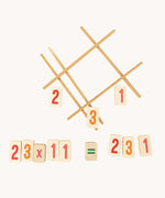 Bajo Easy Maths Learning Set. A wooden educational set that comes with double sided number tiles and Japanese grid sticks. 