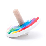 Bajo echo wooden spinning top toy.
