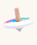 Bajo echo wooden spinning top toy.