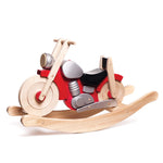 Bajo eco-friendly wooden ride on rocking red motorbike toy on a white background