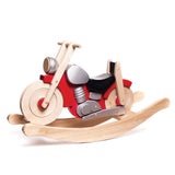 Bajo eco-friendly wooden ride on rocking red motorbike toy on a white background
