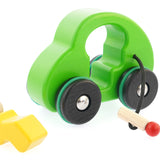 Bajo green fasten seat belts car on a white background