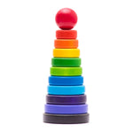 Bajo eco-friendly wooden stacking disc puzzle toy on a white background