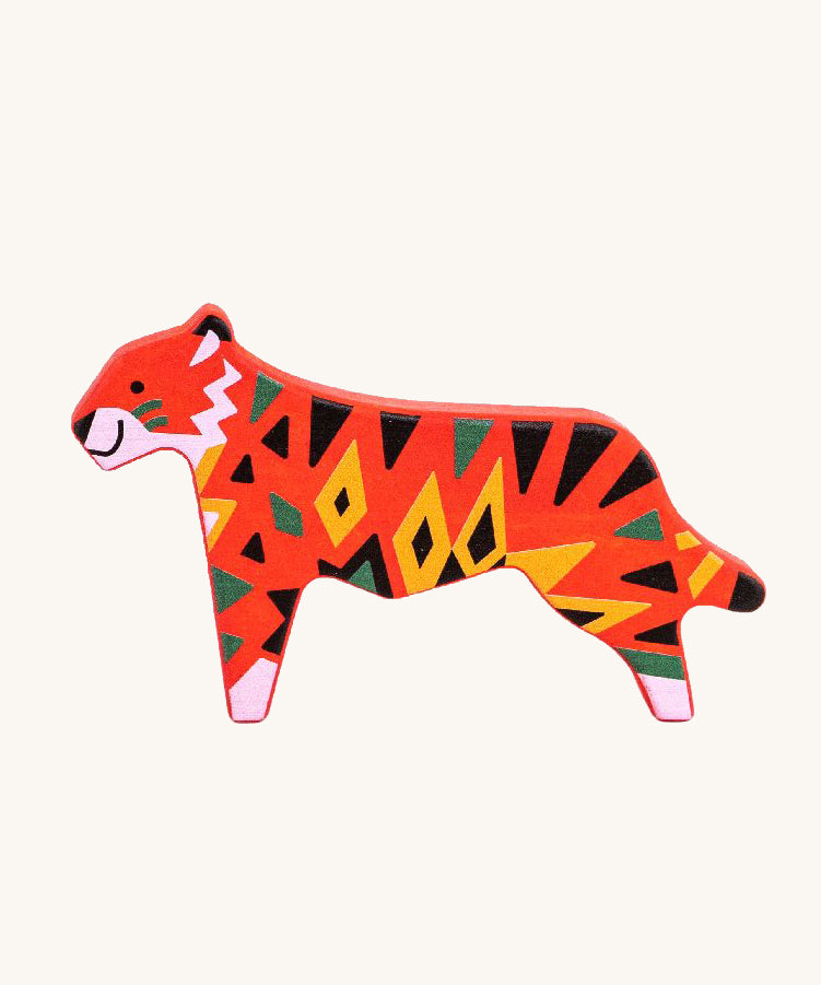 Bajo Endangered Animals Tiger wooden toy Figure. These heirloom quality toys by Bajo are part of a wide range of wooden toys available here at Babipur. 