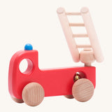 Bajo Wooden Toy Fire Engine, shown with the ladder up. These heirloom quality toys by Bajo are part of a wide range of wooden toys available here at Babipur. 