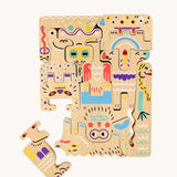 Bajo Friendly Monsters Puzzle and Figures, shown on the colourful side. These heirloom quality toys by Bajo are part of a wide range of wooden toys available here at Babipur. 