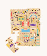 Bajo Friendly Monsters Puzzle and Figures, shown on the colourful side. These heirloom quality toys by Bajo are part of a wide range of wooden toys available here at Babipur. 