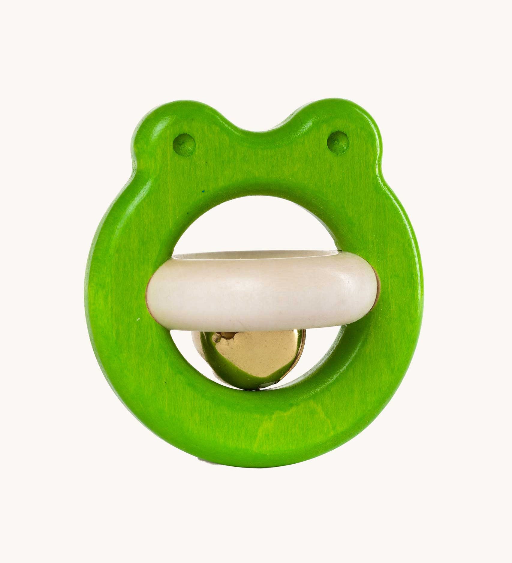 Bajo green Frog Rattle wooden baby toy. 
