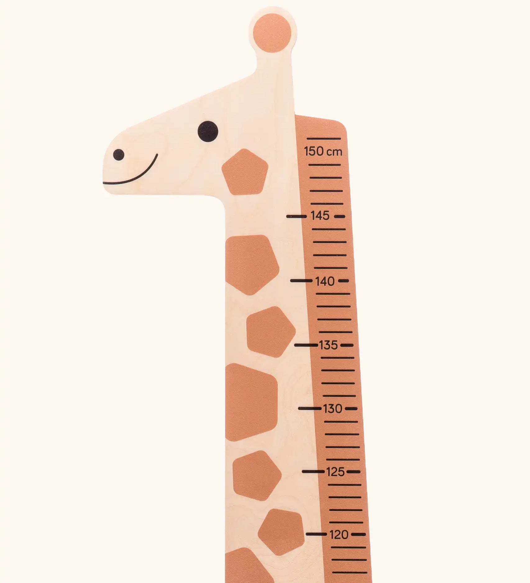 Bajo giraffe measuring growth chart close up of marking down the side of the neck of the animal.