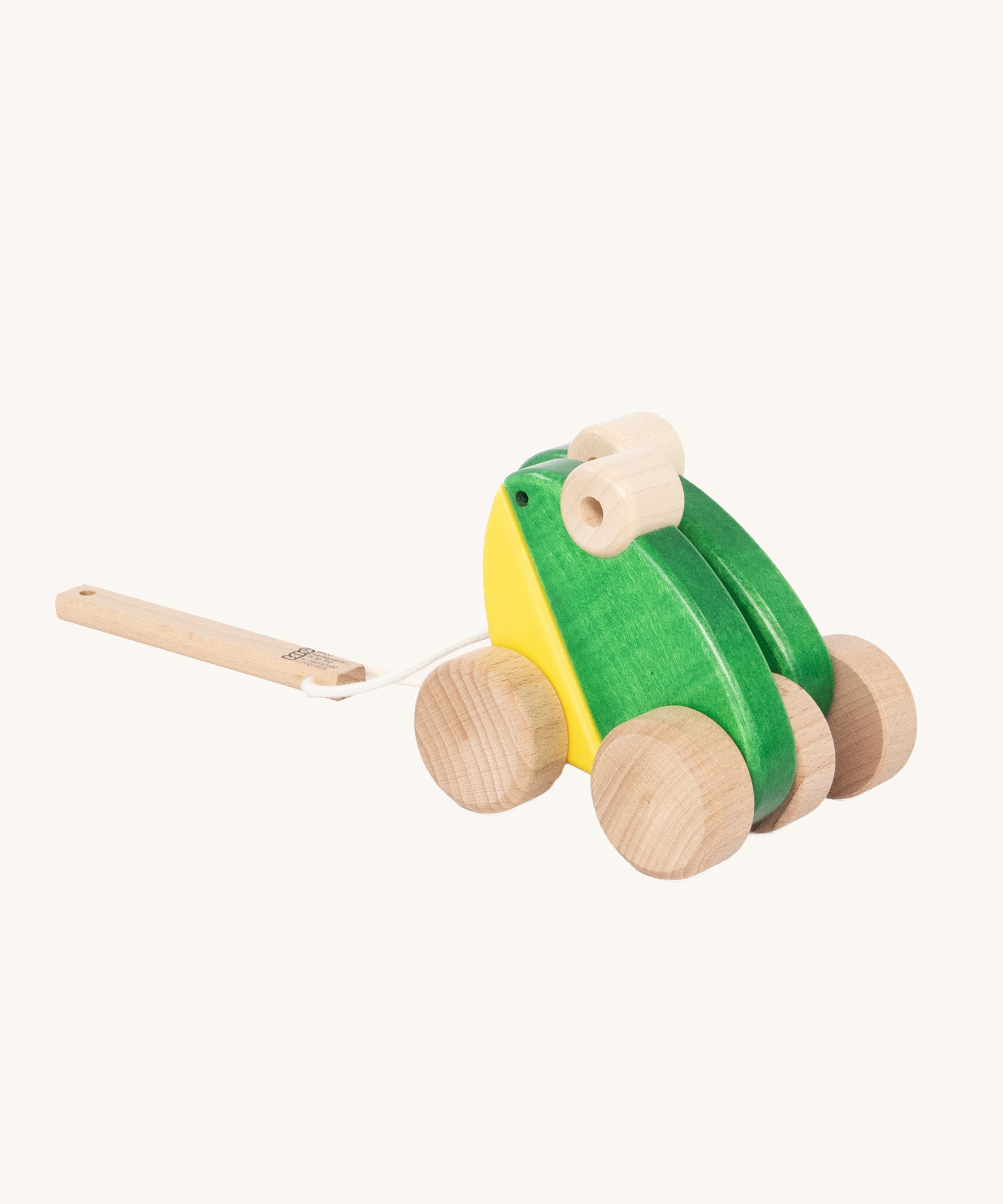 Bajo Green Double Frogs pull along toy. These heirloom quality toys by Bajo are part of a wide range of wooden toys available here at Babipur.