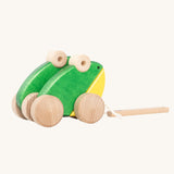 Bajo Green Double Frogs pull along toy. These heirloom quality toys by Bajo are part of a wide range of wooden toys available here at Babipur.