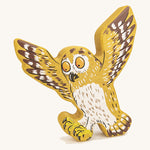 Bajo plastic-free wooden Gruffalo owl figure on a cream background