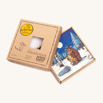 a opened cardboard box with the wooden gruffalo pieces inside