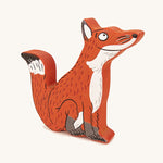Bajo plastic-free wooden Gruffalo fox figure on a cream background
