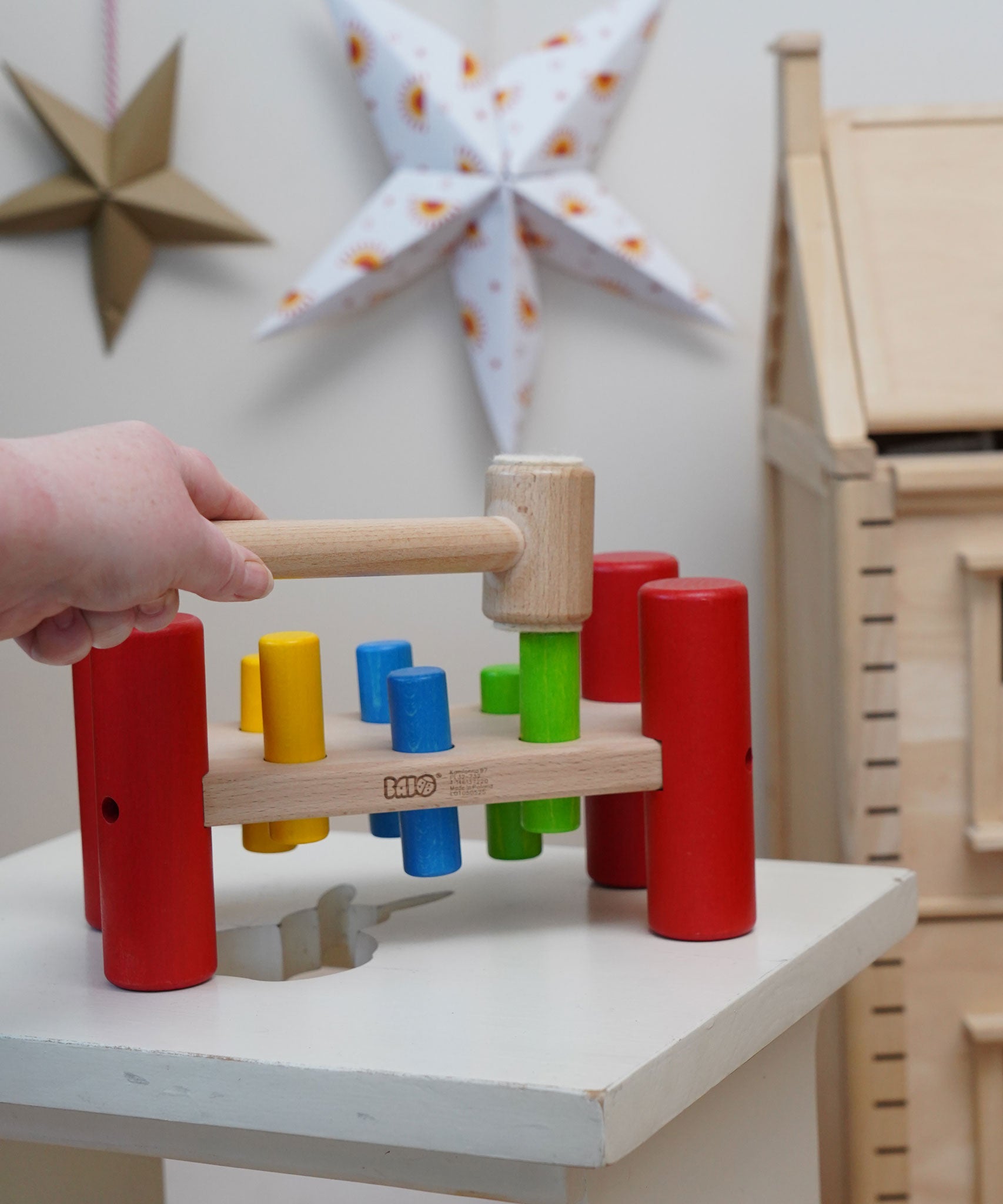 Bajo Hammering Board wooden toy. These heirloom quality toys by Bajo are part of a wide range of wooden toys available here at Babipur.