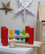 Bajo Hammering Board wooden toy. These heirloom quality toys by Bajo are part of a wide range of wooden toys available here at Babipur.