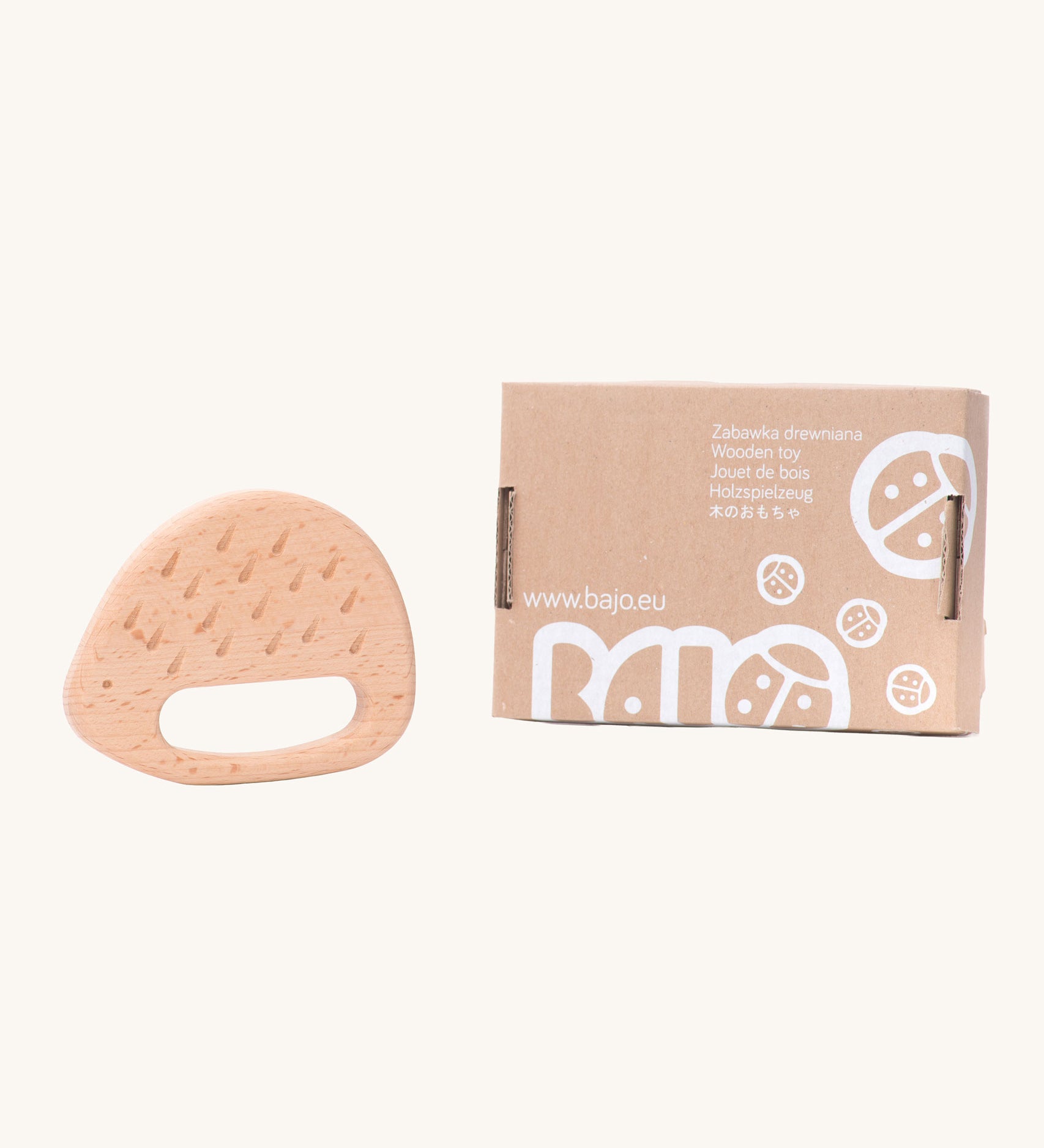 Bajo Hedgehog wooden Teether clutching toy. These heirloom quality toys by Bajo are part of a wide range of wooden toys available here at Babipur. 