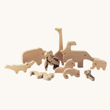 Bajo Jungle Puzzle with a Black print. The animal shaped pieces are plain one side and have a black pattern on the other.  These heirloom quality toys by Bajo are part of a wide range of wooden toys available here at Babipur. 