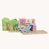 Bajo Little Red Riding Hood Wooden Theatre. The pieces from this set can be placed where desired on the wooden base. Perfect for mall world play and reenactments of a classic story. 