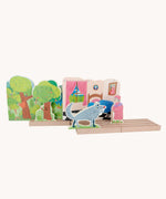 Bajo Little Red Riding Hood Wooden Theatre. The pieces from this set can be placed where desired on the wooden base. Perfect for mall world play and reenactments of a classic story. 
