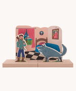 Bajo Little Red Riding Hood Wooden Theatre. The pieces from this set can be placed where desired on the wooden base. Perfect for mall world play and reenactments of a classic story. 